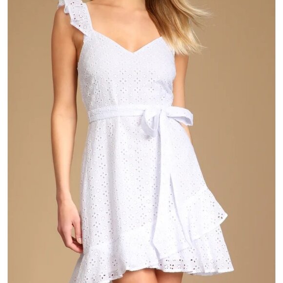 Lulus Dresses & Skirts - Lulus Sweetest Thoughts White Eyelet Cotton Ruffled Mini Dress